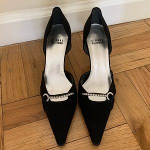 Stuart Weitzman New Black Satin D’Orsay Heels 6.5